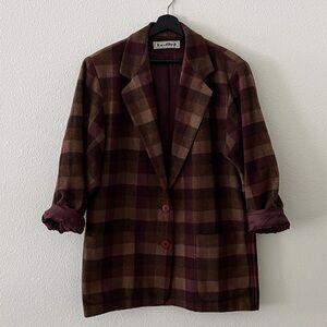 Vintage union made plaid wool blazer